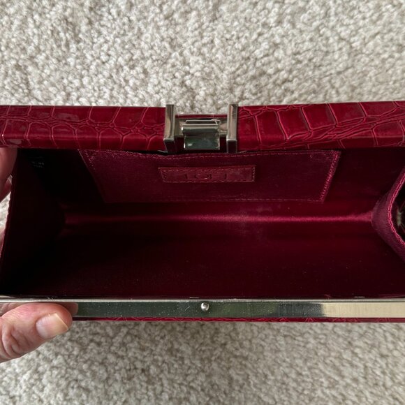 LOFT Patent Clutch / Purse - Red Embossed Animal Print - Picture 4 of 8